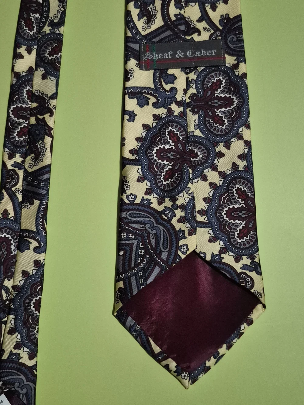 Paisley Silk-Effect Tie in Yellow and Navy - Men's Accessory